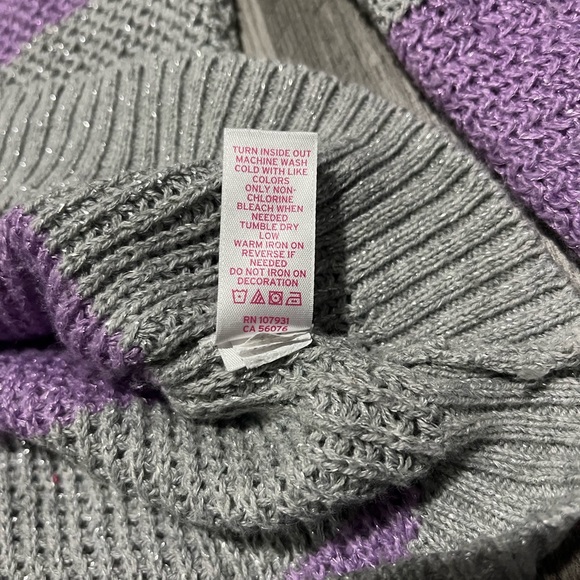 Justice Purple & Grey Knit Metallic Sweater - Size 10 Girls - Picture 9 of 9